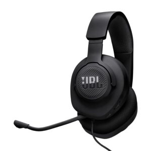 jbl quantum 100m2 wired gaming headphones, supports windows sonic spatial audio, 40mm realistic dynamic drivers, omnidirectional detachable mic, breathable memory foam cushions, pc/xbox/ps/3.5mm black